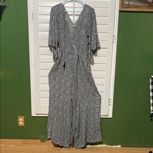 Angie Black and White Patterned Jumpsuit